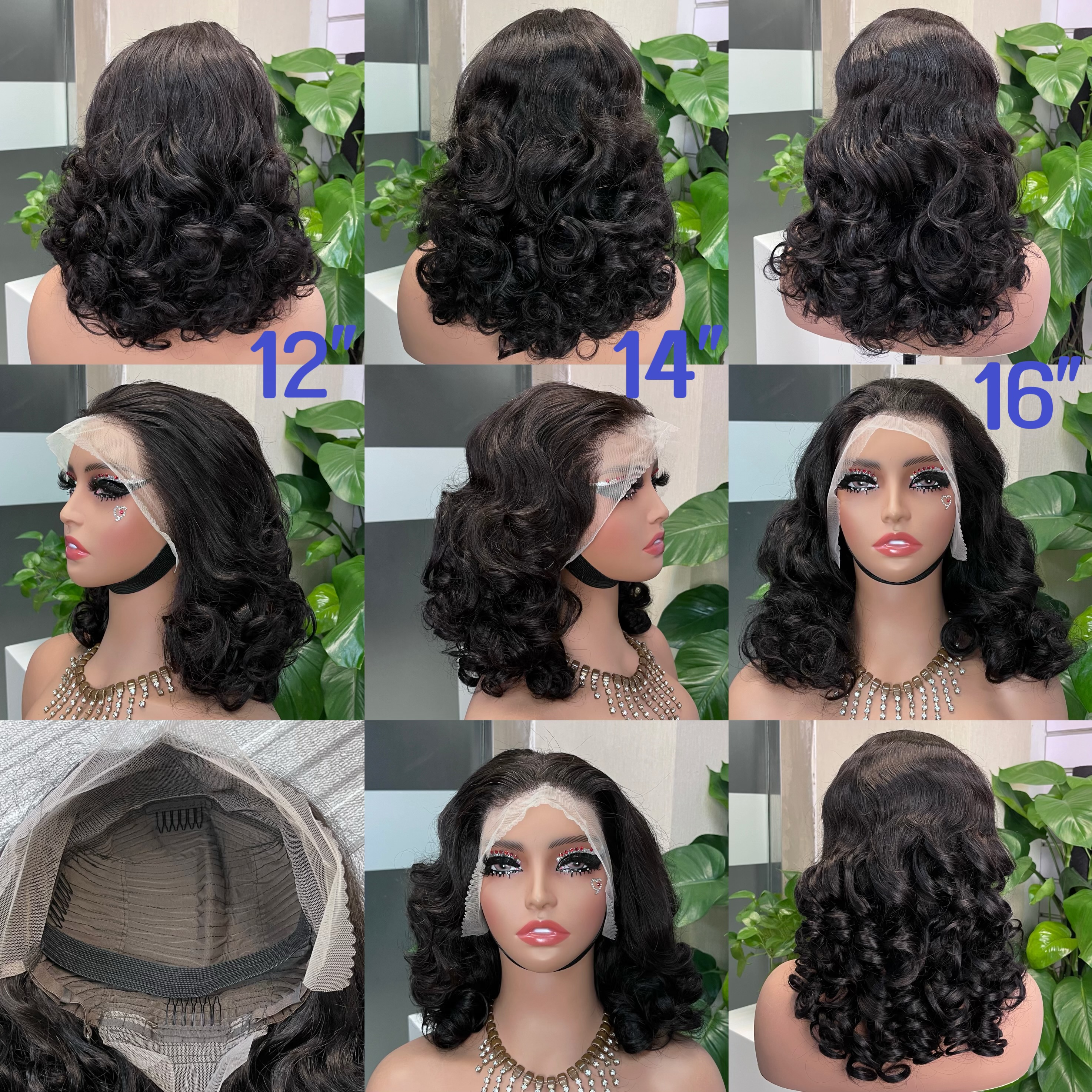 Stema Short Double Drawn Bouncy Curl 13x4 Transparent Lace Frontal Wig 250% Density